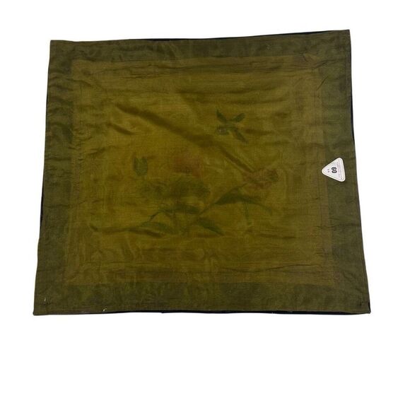 Vtg Chinese Silk Embroidered Old Tapestry 12.5"x 11.5" Multicolor Flowers & Bird - Picture 4 of 7